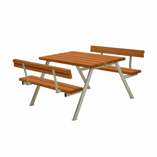 Alpha bord/bænkesæt m/2 ryglæn - 118 cm - Grundmalet Teak