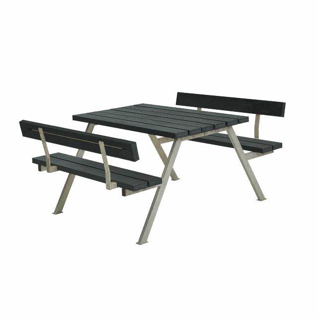 Alpha Bord/Bænkesæt m/2 ryglæn - 118 cm - ReTex - Grå