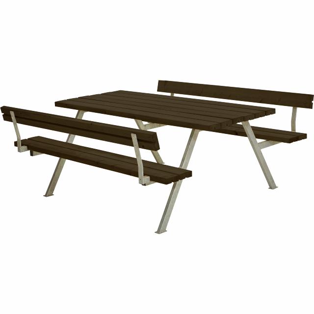 Alpha bord/bænkesæt m/2 ryglæn - 177 cm - Sort