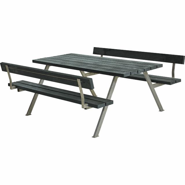 Alpha bord/bænkesæt m/2 ryglæn - 177 cm - ReTex - Grå