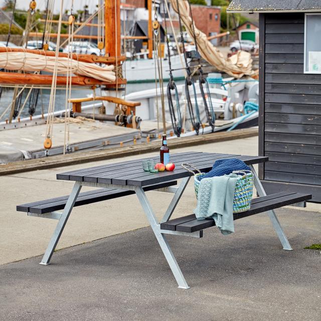 Alpha bord/bænkesæt - 177 cm - RePlast - Sort