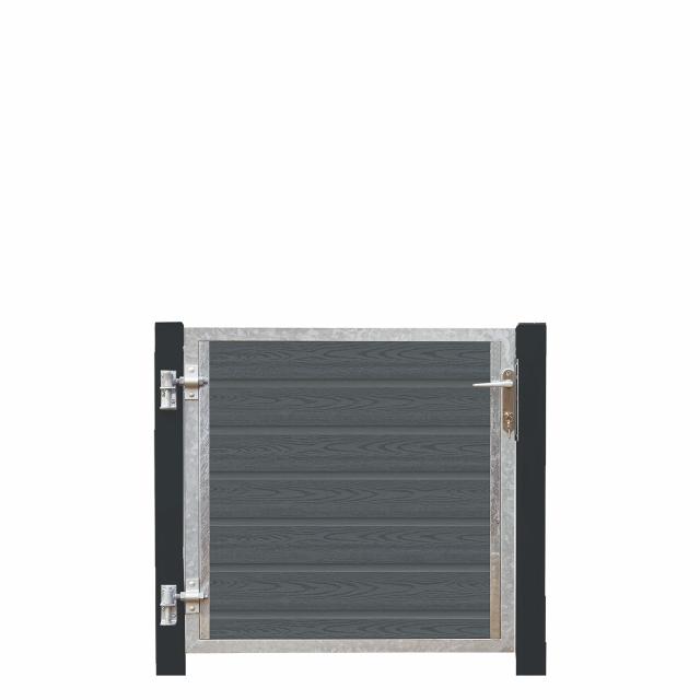 Artura WPC-Tor links - 99×95 cm + 16 cm grauschwarze Pfosten