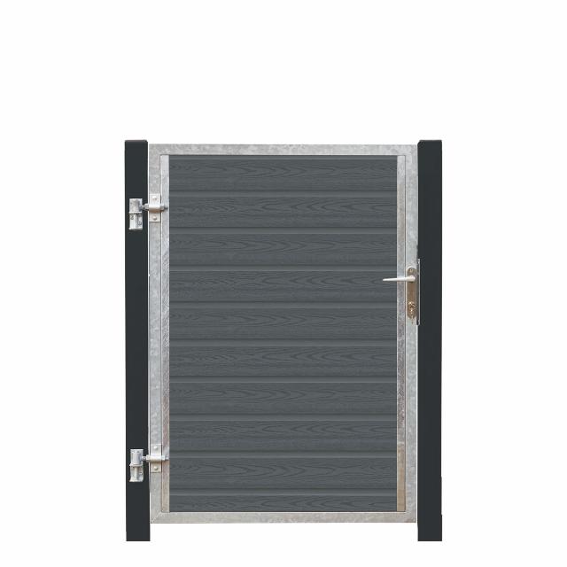 Artura WPC-Tor links - 99×135 cm + 16 cm grauschwarze Pfosten