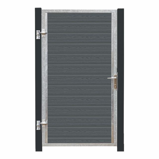 Artura WPC-Tor links - 99×175 cm + 16 cm grauschwarze Pfosten