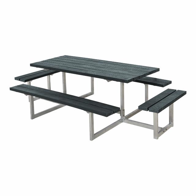 Basic bord/bænkesæt m/2 påbygninger - 260 cm - ReTex - Grå