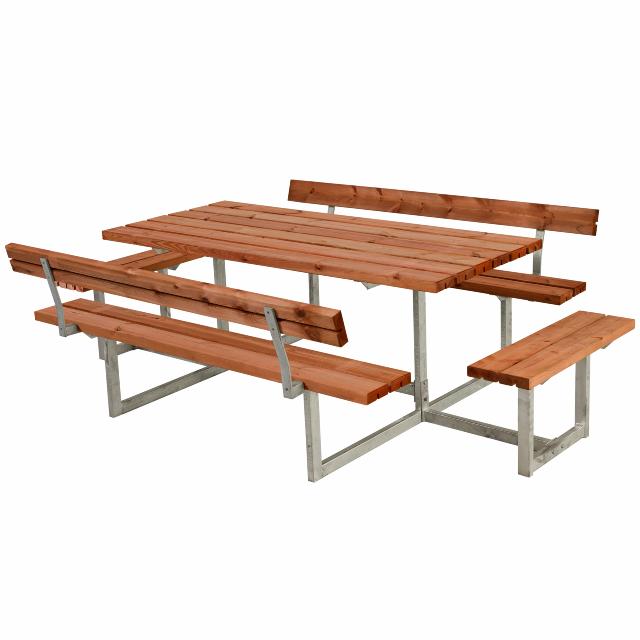 Basic Kombimöbel mit 2 Anbausätzen und 2 Rückenlehnen - 260 cm - Farbgrundiert Teak