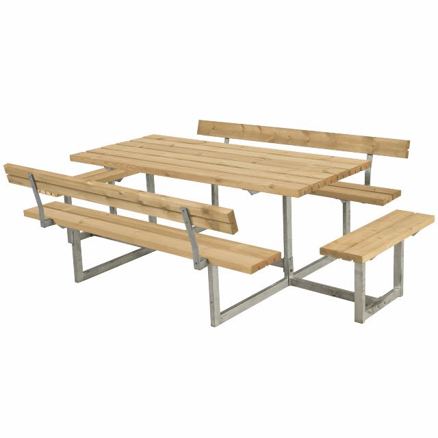 Basic bord/bänkset med 2 ryggstöd och 2 påbyggnader - 260 cm - ThermoWood®
