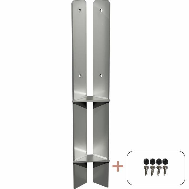 Hjørne Stolpefod 60 cm - 9×9 cm stolper - til nedstøbning - m/skruer