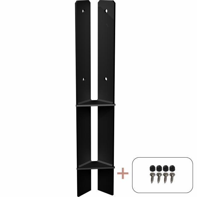 Eck Pfostenfuß 60 cm - 9×9 Pfosten - zum Einbotonieren m/ Schrauben