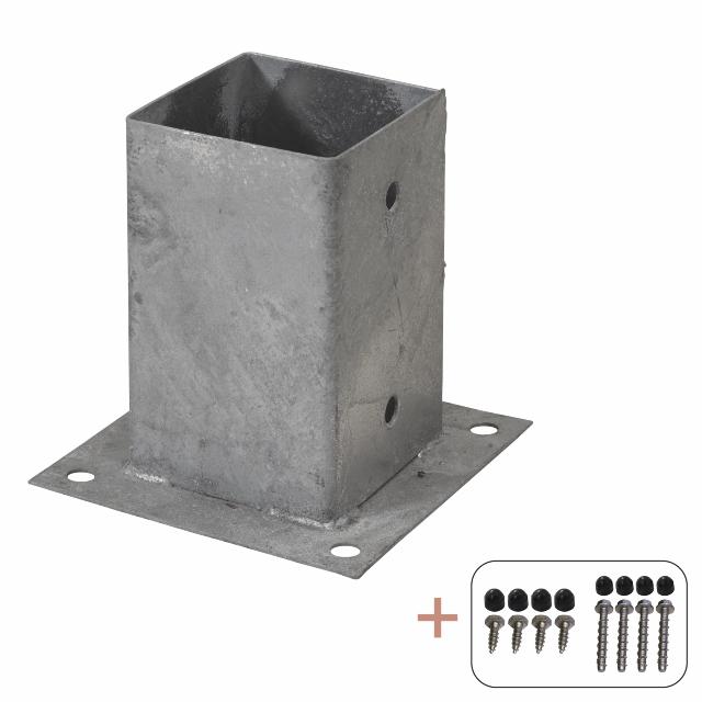 Cubic Pfostenfuß - 9×9 cm Pfosten - für Fundament - mit Schrauben