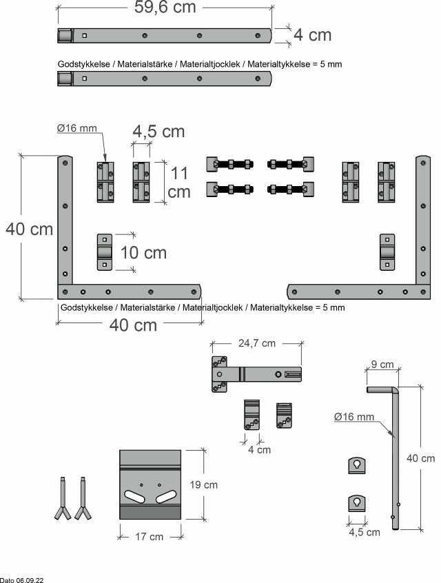 Linea Doppeltor inkl. Beschläge - 300×80 cm