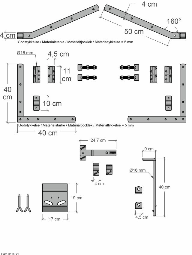 Ligno Dubbelgrind inkl. beslag - 300×88/118 cm