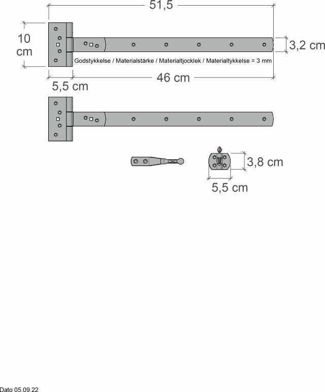 Rom Enkelgrind inkl. beslag - 100×75 cm