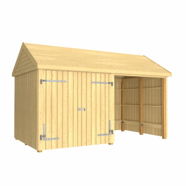Classic Multi Trädgårdshus 10 m² - 2 moduler med dubbeldörr och öppen front