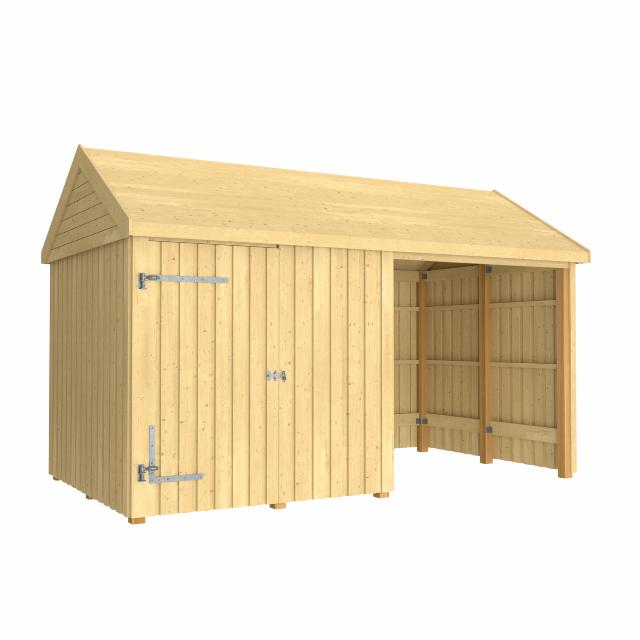 Classic Multi Gartenhaus 10 m² - 2 Module mit Einzeltür und offende Fassade