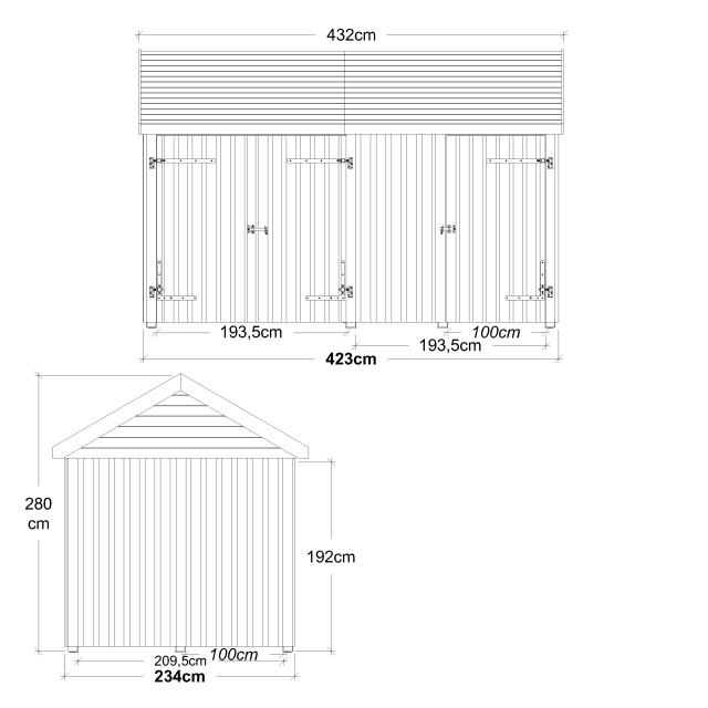 Classic Multi Havehus 10 m² - 2 moduler m/enkelt- og dobbeltdør