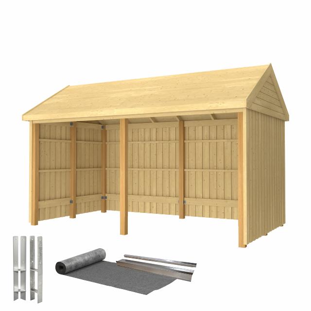 Classic Multi Trädgårdshus 10 m² - 2 moduler öppna - inkl. takpapp / aluminiumlameller / stolpfötter