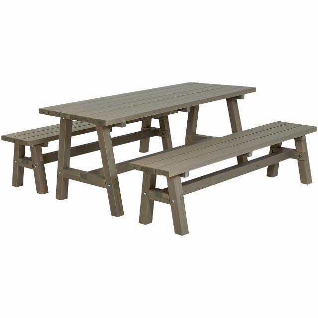 Country Plankesæt - 177 cm - Bord og 2 Bænke - Gråbrun