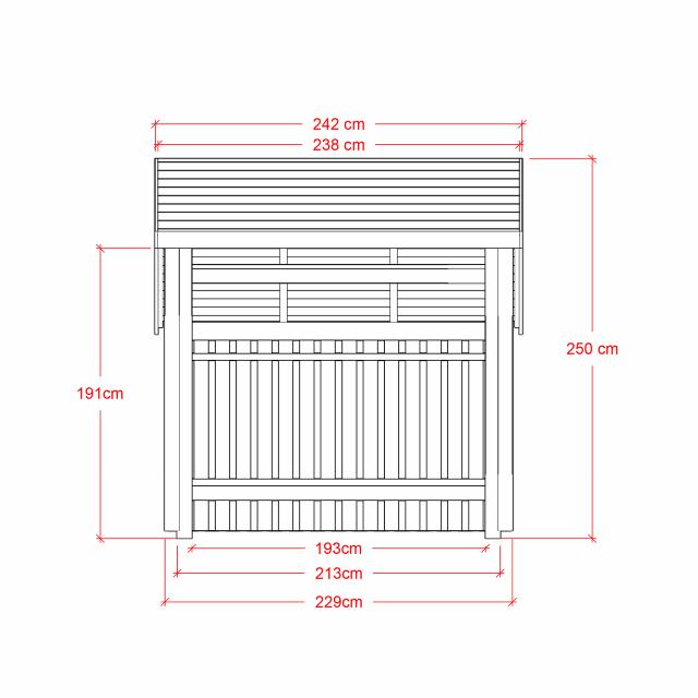 Fahrradunterstand 5,7 m²- unbehandelt - inkl. Dachpappe/Aluleisten/H-Pfostenfüße