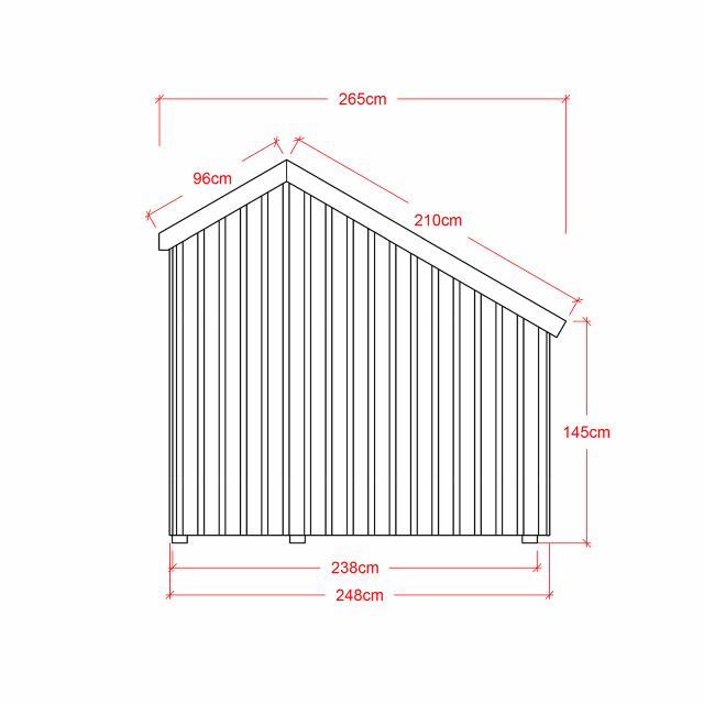 Sykkelskur 5,7 m² - 1 modul åpen - inkl.takpapp/alulister/stolpeføtter