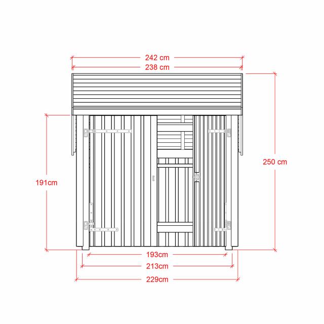 Sykkelskur 5,7 m² - 1 modul m/dobbeltdør - inkl.takpapp/alulister