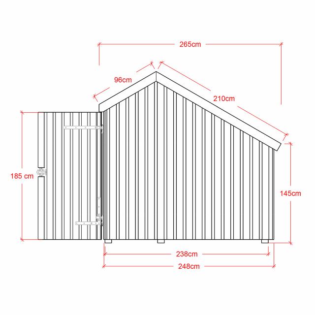 Sykkelskur m/dobbeltdør 5,7 m² - ubehandlet