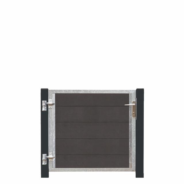 Futura Kompositgrind VI 99×91 cm + 16 cm gråsvarta stålstolpar