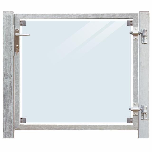 Glaslåge Klar - 99×91 cm + 16 cm stolper - højrehængt og til nedstøbning 