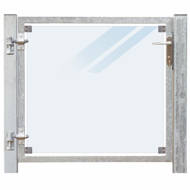 Glastor - mattes Glas - 99×91 cm Pfosten - links und zum Einbetonieren