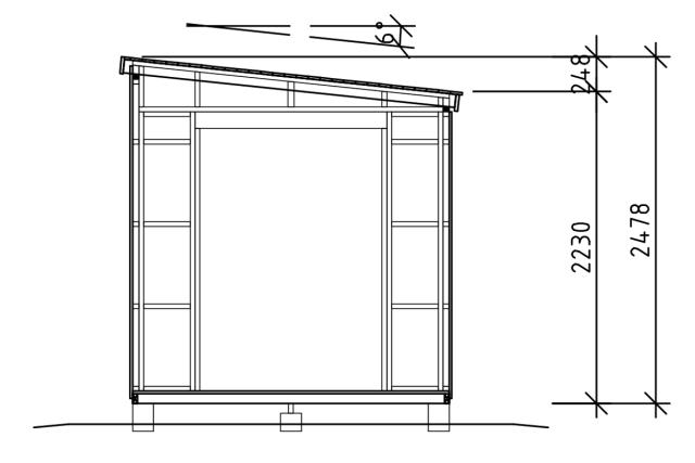 Modul redskabsrum m/skråt tag - 7,5 m² - ubehandlet