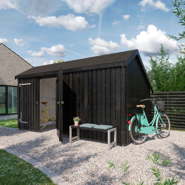 Multi Gartenhaus 10,5 m² - 2 Module Doppeltür & Fassade - unbehandelt