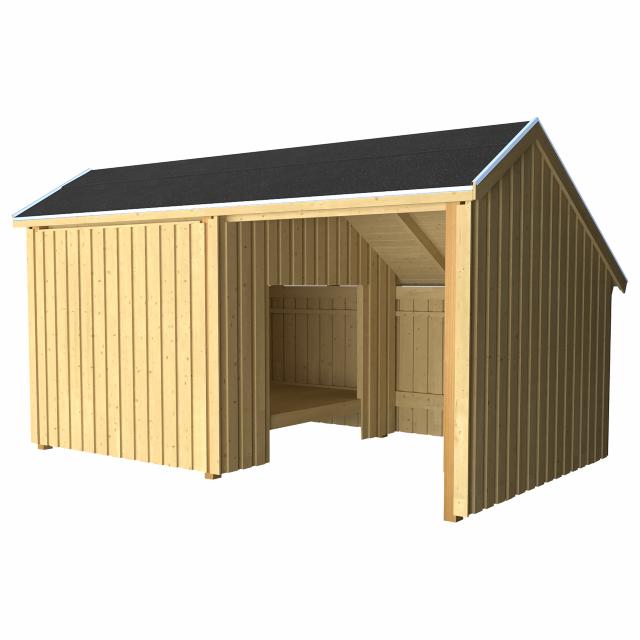 Multi Shelter - 2 Module m/Shelter & Vorraum m. Dachpappe/Aluleisten
