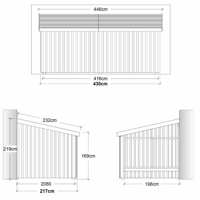 Nordic Multi Havehus Vægmodel 9,5 m² - åben - inkl. tagpap/alulister