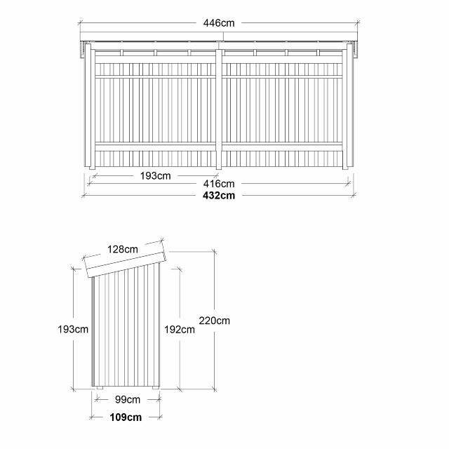 Nordic Multi Gartenhaus 4,7 m² - 2 Module offen m. Dachpappe/Aluleisten/H-Pfostenfüße