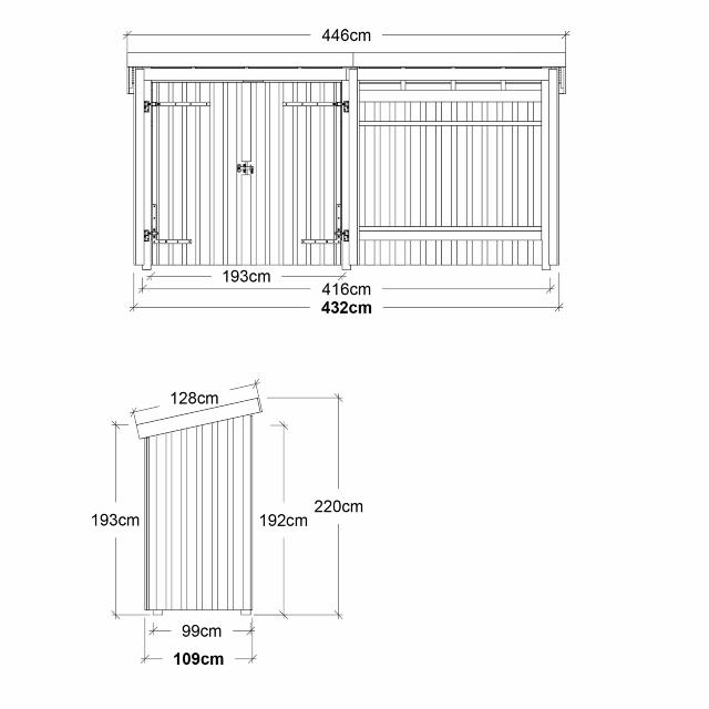 Nordic Multi Trädgårdshus 4,7 m² - 2 moduler med dubbeldörr och öppen framsida