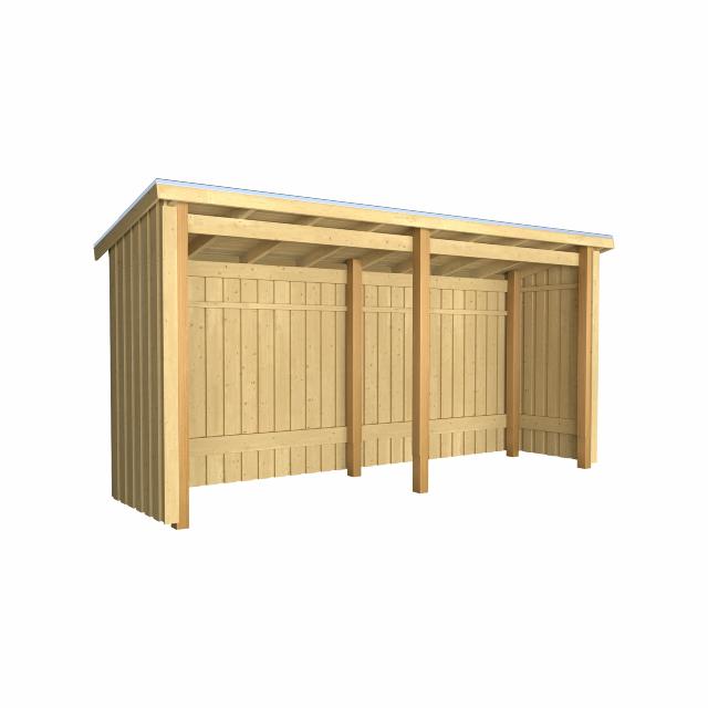 Nordic Multi Gartenhaus 4,7 m² - 2 Module offen m. Dachpappe/Aluleisten