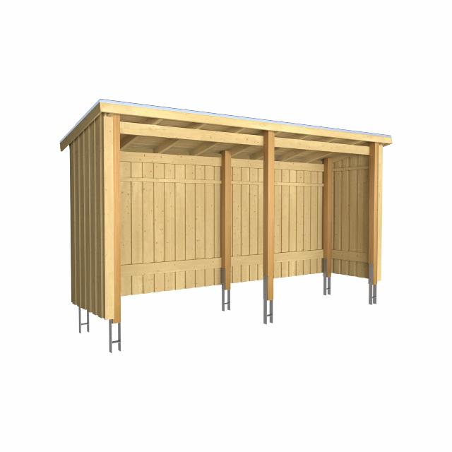 Nordic Multi Gartenhaus 4,7 m² - 2 Module offen m. Dachpappe/Aluleisten/H-Pfostenfüße