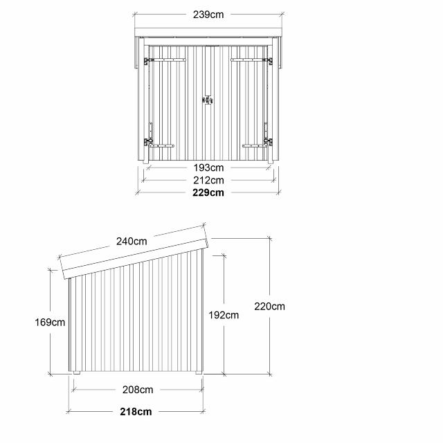 Nordic Sykkelskur 5 m² - 1 modul m/dobbeltdør