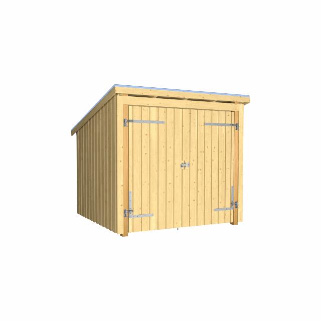 Nordic Fahrradunterstand 5 m² - 1 Modul Doppeltür m. Dachpappe/Aluleisten