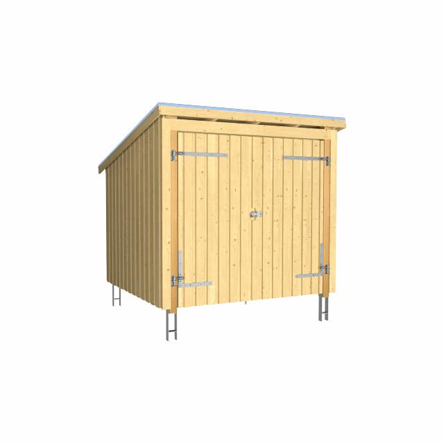 Nordic Fahrradunterstand 5 m² - 1 Modul Doppeltür m. Dachpappe/Aluleisten/H-Pfostenfüße