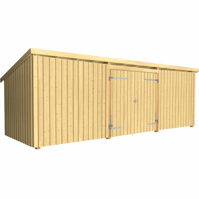 Nordic Multi Gartenhaus 14 m² - 3 Module Doppeltür und geschlossene Fassade