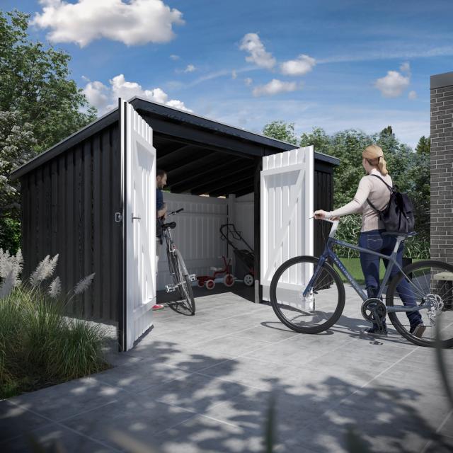 Nordic Multi Trädgårdshus 9,5 m² - 2 moduler med dubbeldörr och stängd framsida 