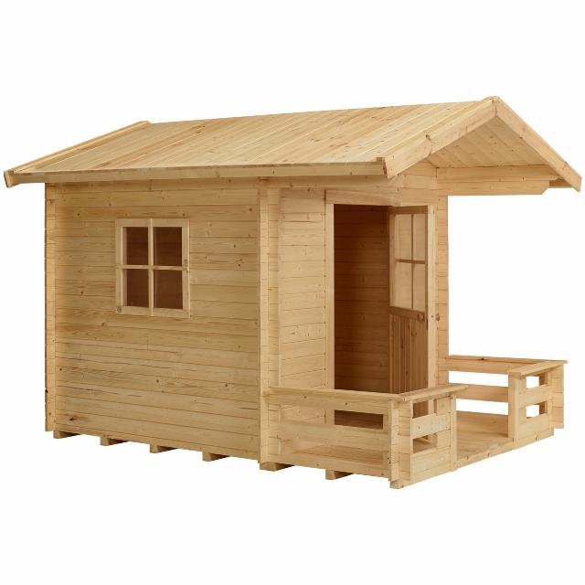 Legehus 182×161 cm + 72 cm terrasse - ubehandlet - inkl. tagpap