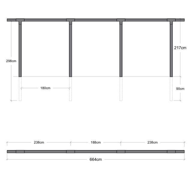 Pergola Enkelt - 3 moduler