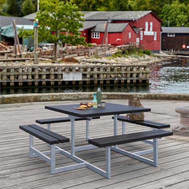 Picnic Bord/Bænkesæt - 200 cm - Sort