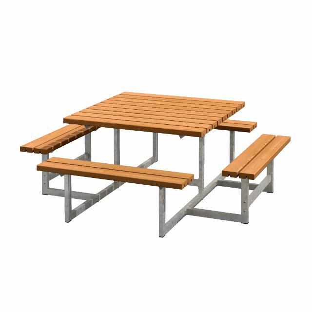 Picnic Bord/Bænkesæt - 200 cm - Grundmalet Teak