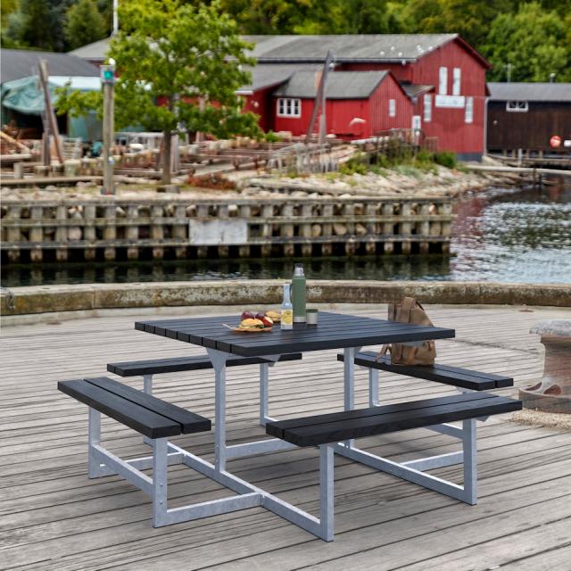 Picnic Bord- / bänkset - 200 cm - RePlast - Svart