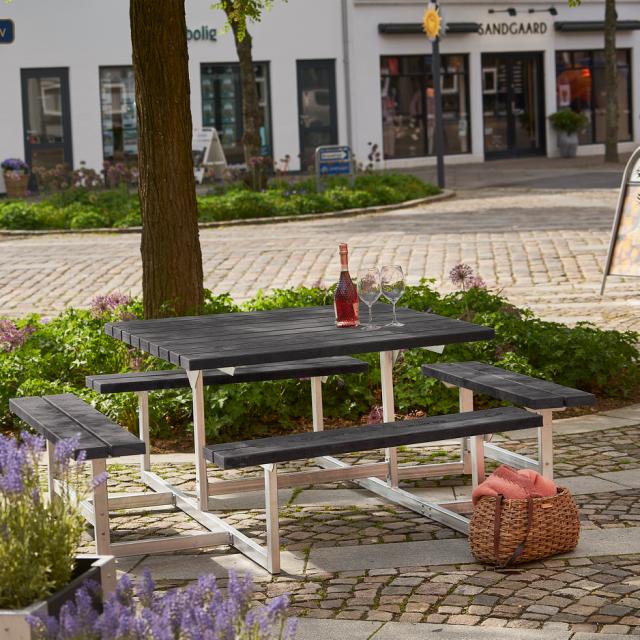 Picnic Bord/Bänkset - 200 cm - ReTex - Svart