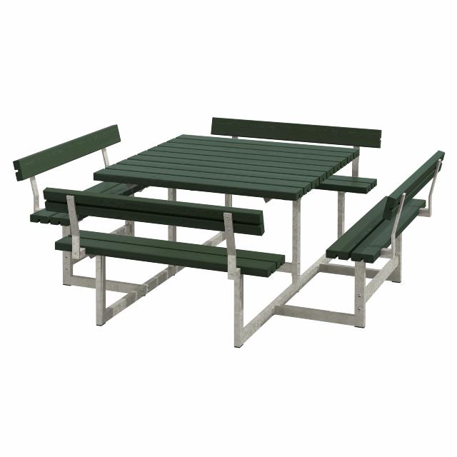 Picnic Bord/benkesett m/4 ryggstøtter - 224 cm - Grønn