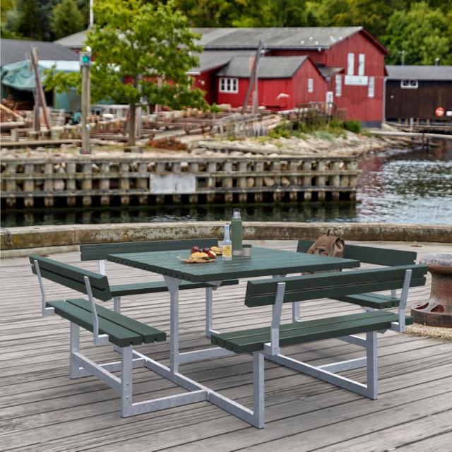 Picnic Bord/Bænkesæt m/4 ryglæn - 224 cm - Grøn